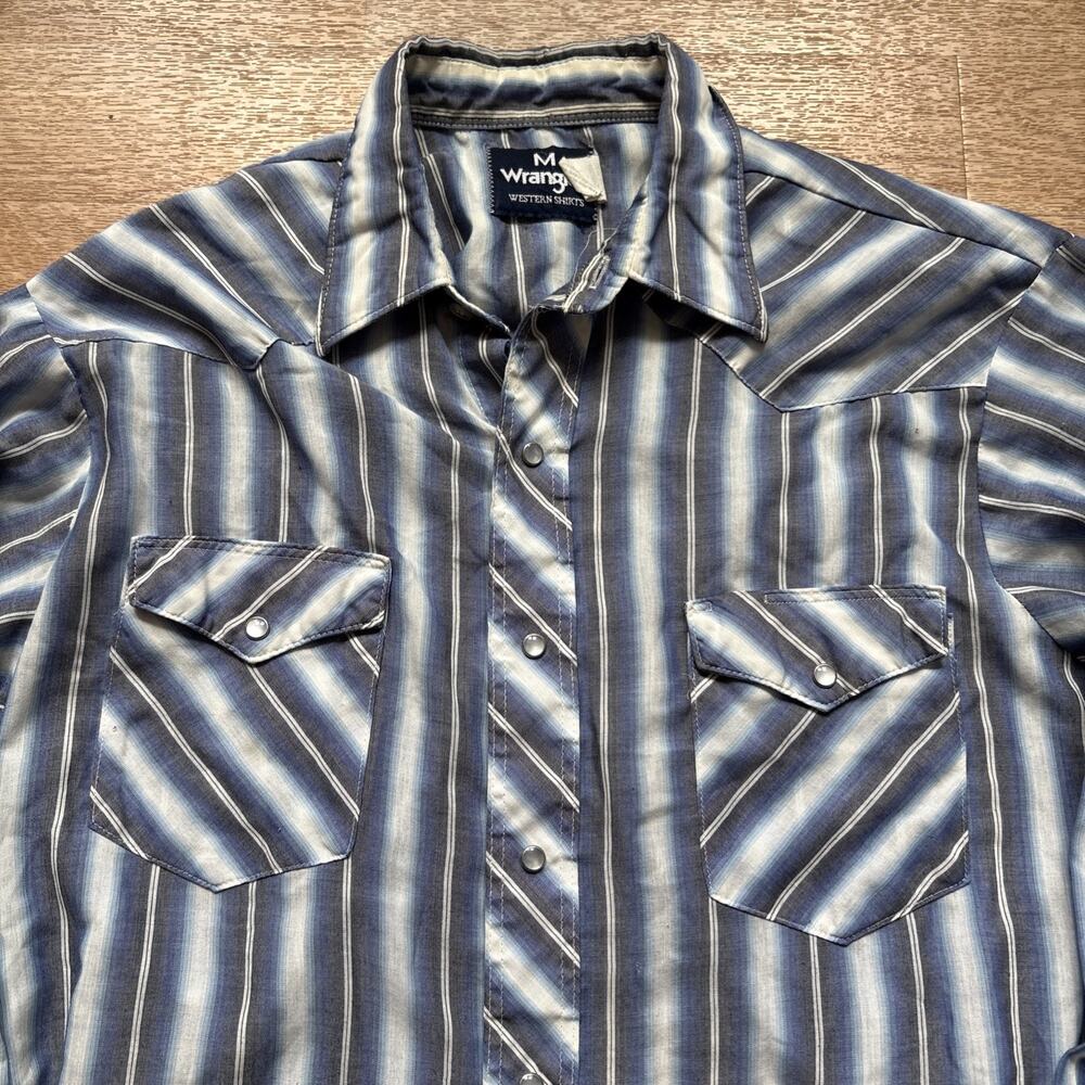 Vintage Wrangler Western Shadow Plaid Rockabilly Pearl Snap Flannel Shirt Sz M